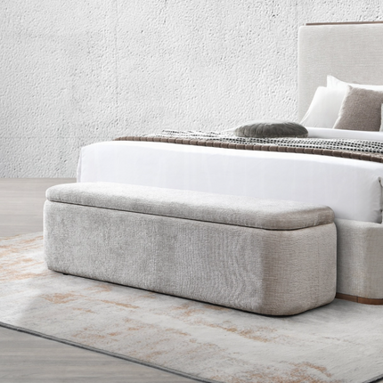 Orane Gray Linen Bench w/Storage