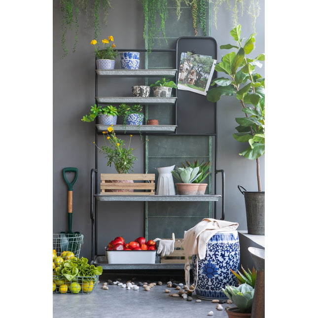 36x18.5x70' Rustic Metal Storage Shelf, Outdoor Plant Shelf
