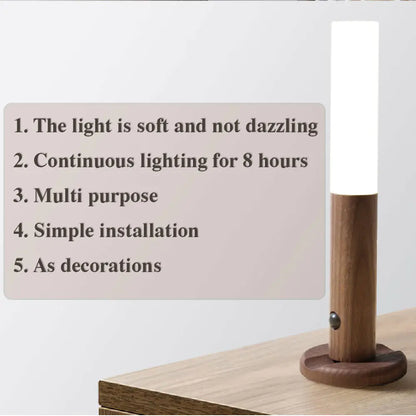 LED USB Wireless Wood Stick Night Light Warm Motion Sensor Wall Lamp Magnetic Corridor Cabinet Wardrobe Light Decor Home Light - Eloy Royal