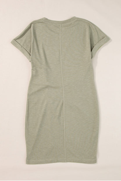 Laurel Green Folded Sleeve Twisted Mini T-Shirt Dress - Eloy Royal