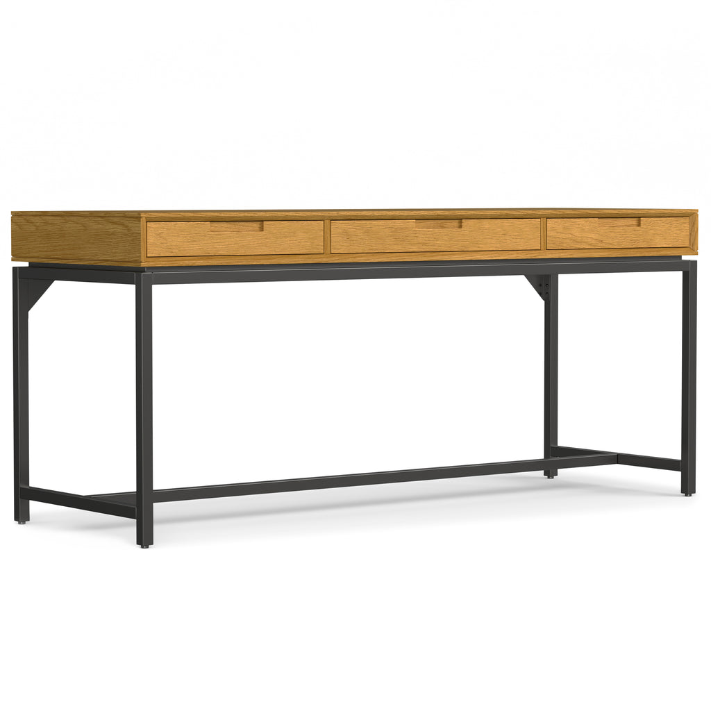 Argyle 72 inch Wide Solid Wood Mid Century Wide Desk in Oak Veneer