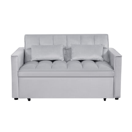 Modern 2-Seater Sofa, 54' Pull-Out Sleeper Sofa Bed for Living Room, Light Grey