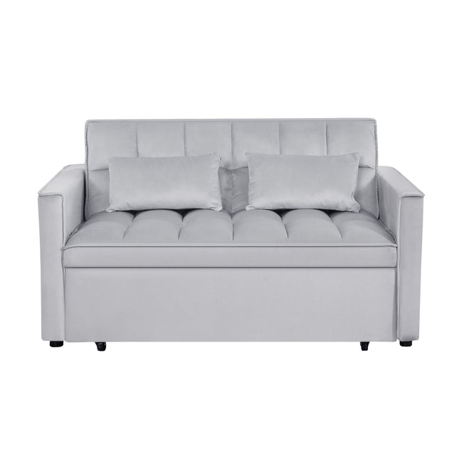 Modern 2-Seater Sofa, 54' Pull-Out Sleeper Sofa Bed for Living Room, Light Grey