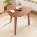 Triangular Wood Table - 35.91' Modern Space-Saving Geometric Side Table for Living Room, Bedroom, Kitchen, Light Brown Finish for Living Room, Small Space