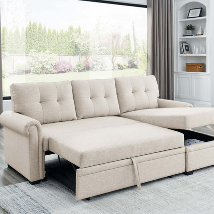 86' Linen Blend Upholstered Sleeper Sofa