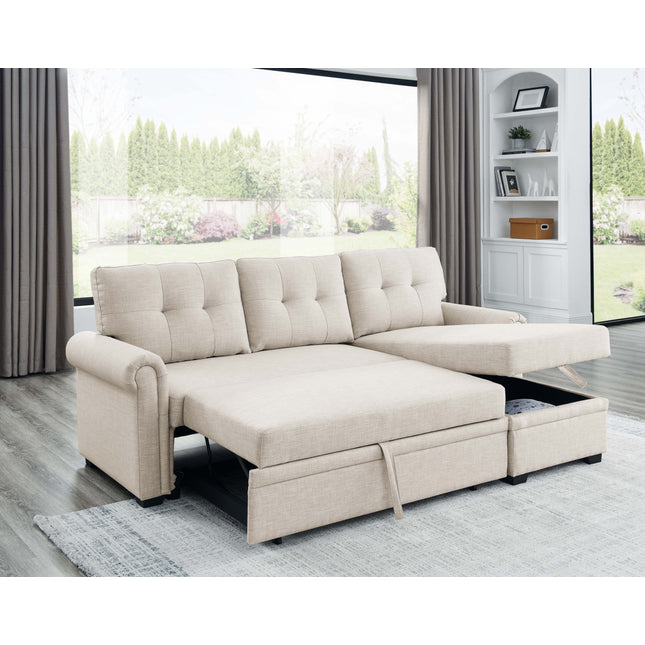 86' Linen Blend Upholstered Sleeper Sofa