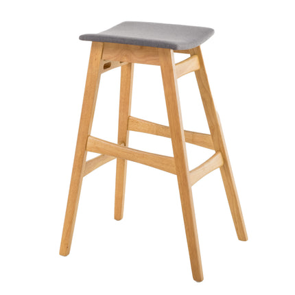 Retro Charm Bar Stool Set with Upholstered Seating in Dark Grey Fabric, 29.5 Inches High