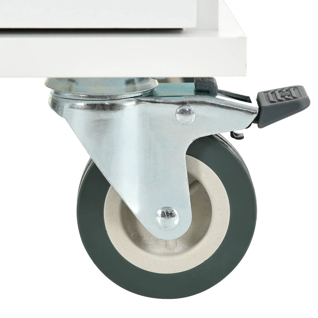 Rolling Mobile Kitchen Island with Solid Wood Top and Locking Wheels,52.7 Inch Width,Storage Cabinet and Drop Leaf Breakfast Bar,Spice Rack, Towel Rack & Drawer (White) - Eloy Royal