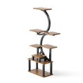 8-Tier Indoor Plant Stand with 5 Grow Lights, Rustic Brown MDF+Metal, 10-Level Dimming, 62-Inch Tall for Living Room or Garden