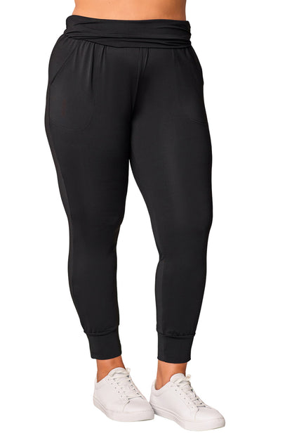 Black Plus Size High Waist Pocketed Skinny Pants - Eloy Royal