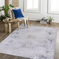 LOOM & LUXE 9x12 Area Rug for Bedroom, Washable Rug, Low-Pile, Non-Slip, Non-Shedding, Foldable, Kid & Pet Friendly - Area Rugs for living room, bedroom, kitchen (Gray/Gold, 9' x 12')