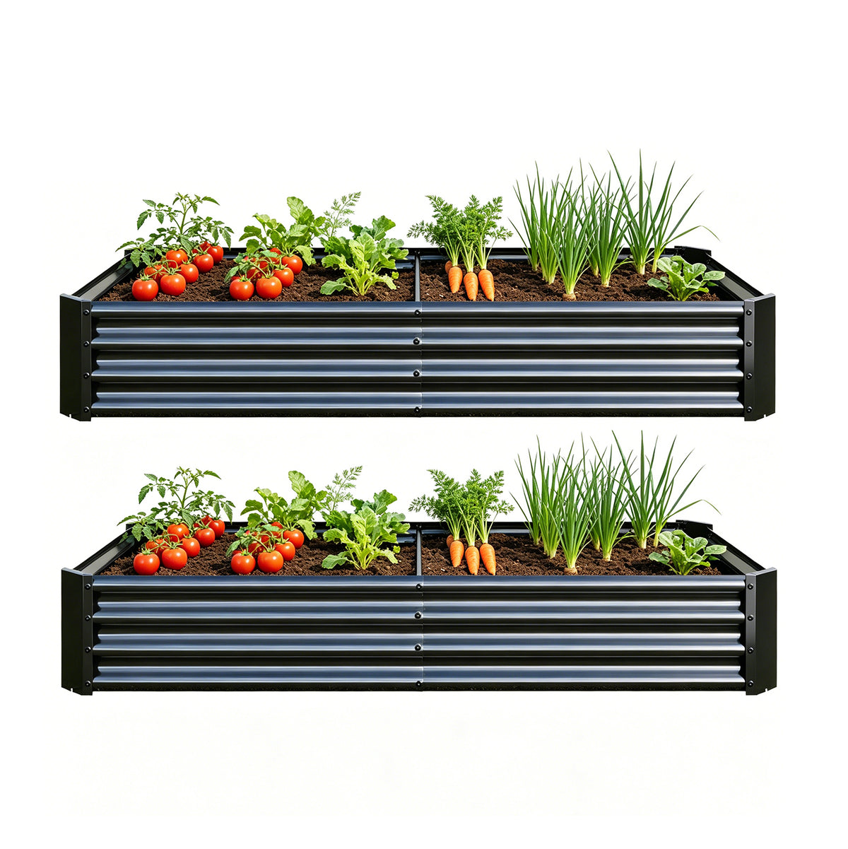 2PCS Black 6×3×1ft Metal Raised Rectangle Garden Planter Beds