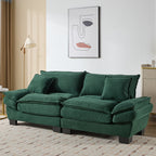 Corduroy Sofa Sleeper Couch Loveseat Sofa with Pillows Comfy Upholstered Deep Seat Sofa for Bedroom,Living Room,Apartment,Office,Dorm-Green Corduroy