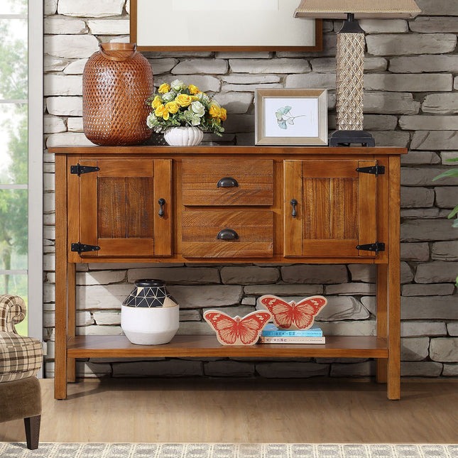 46 in in Solid Wood Sideboard Console Table with 2 Drawers and