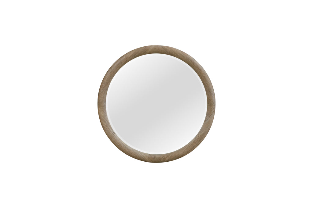 English Knotty Oak Inspired Round Mirror