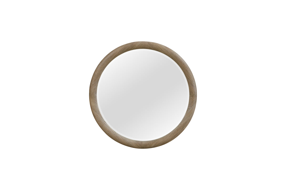 English Knotty Oak Inspired Round Mirror