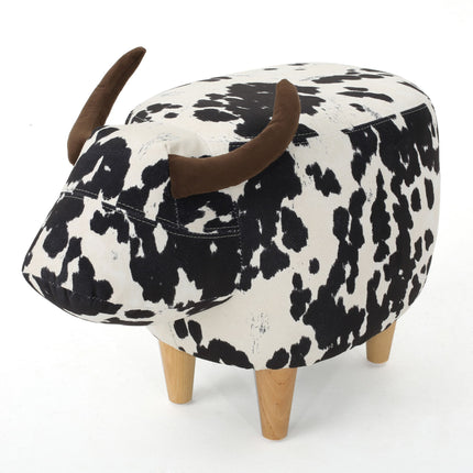 Black and White Modern Accent Stool with Velvet Horns