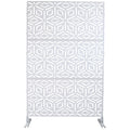 Outdoor & Indoor Privacy Screen Metal Privacy Screen 76' H×48' W, Freestanding Decorative Privacy Screen for Deck Balcony Patio, Privacy Fence Panels for Outside Lawn Garden PS115 WHITE