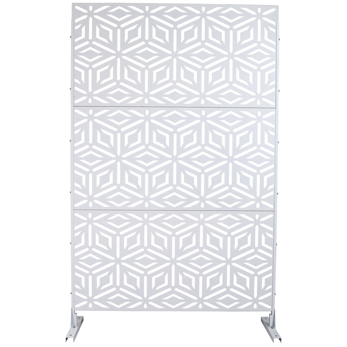 Outdoor & Indoor Privacy Screen Metal Privacy Screen 76' H×48' W, Freestanding Decorative Privacy Screen for Deck Balcony Patio, Privacy Fence Panels for Outside Lawn Garden PS115 WHITE