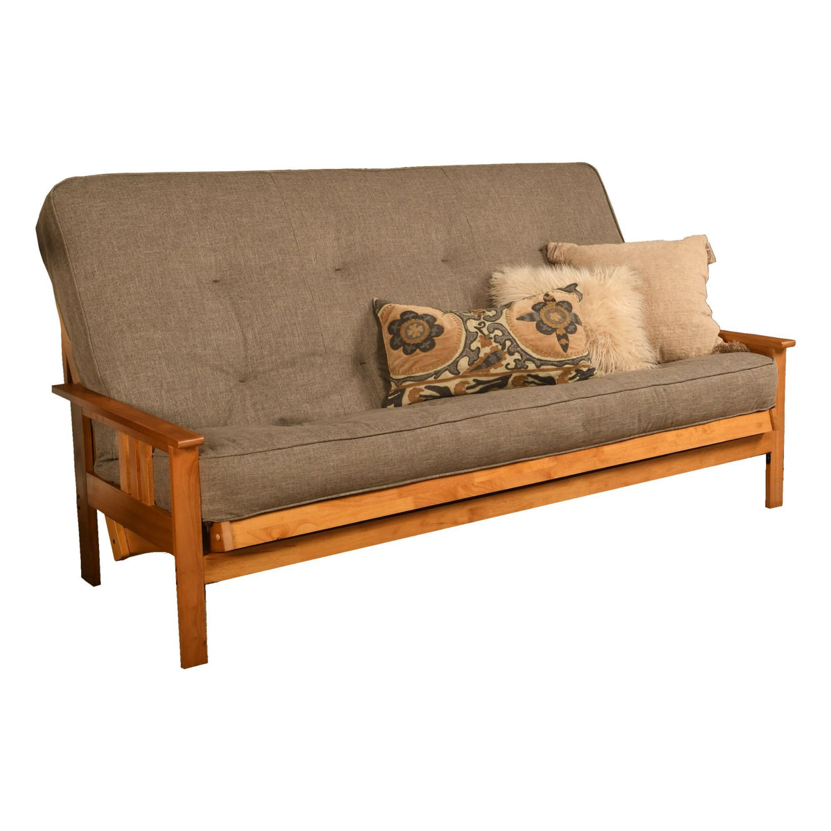 Westwood Queen-size Futon Frame in Butternut Finish includes Linen Stone Mattress