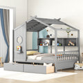 Wooden Full Size House Bed with 2 Drawers,Kids Bed with Storage Shelf, Gray(Old SKU: HL000052AAE)