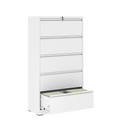 5 Drawer Metal Lateral File Cabinet , White Filing Cabinet with Lock, Lockable File Cabinet for Home Office, Locking Metal File Cabinet for Legal/Letter/A4/F4 Size