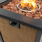 28' Propane Gas Fire Pit Table, 50000 BTU Square Steel Fire Pit for Outside Patio Deck Garden Courtyard -Brown - Eloy Royal