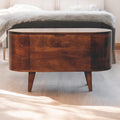 Solid Wood California Walnut Rounded Lid-Up Blanket Box, Nordic Legs, Brown
