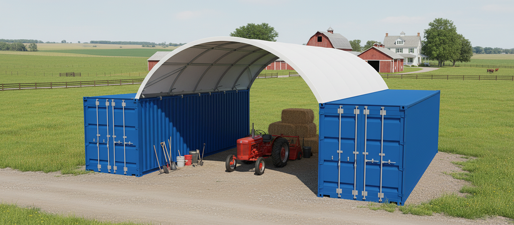 20FTx40FT Single Frame Tarpaulin Tent Warehouse Shed (Excluding containers)