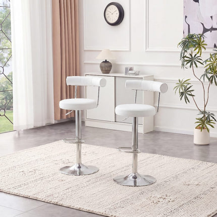 Soft Velvet Upholstered Swivel Adjustable Bar Chair with Chrome Silver Legs - Dining Room Living Room Bar Cafe Reception Desk Bar Stool(Light Gray, Set of 2)