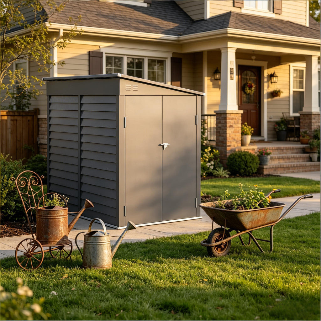 Lean to Metal Shed,Garden Shed,Outdoor Storage Shed