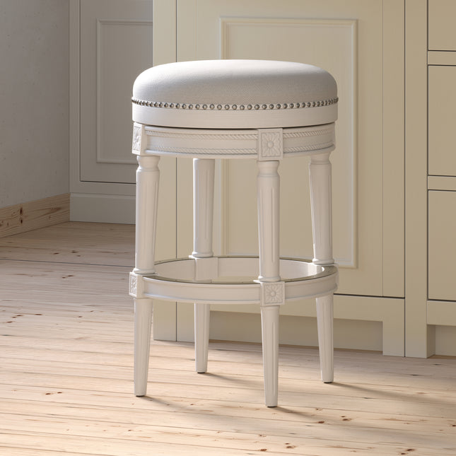 31in. Wood Backless Bar-Height Swivel Barstool, 1PC