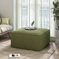 Upholstered Square Ottoman, Olive Green, Corduroy