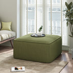 Upholstered Square Ottoman, Olive Green, Corduroy