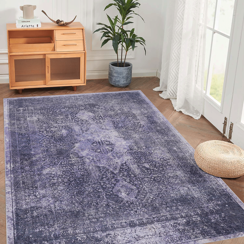 MAVAL Anthracite Washable Rug 5x8 Area Rug (Anthracite, 5' x 8')