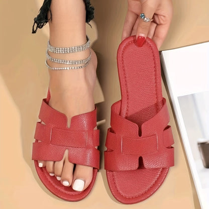 Square Toe Flat Sandals Summer Hollow Out Slides Slippers Women Footwear - Eloy Royal