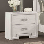 Transitional Style 1pc Nightstand USB Port Metal Handle French and English Dovetail Drawers Rustic White Finish Bedroom Furniture