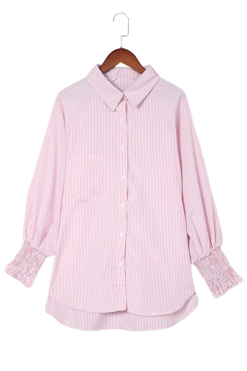 Light Blue Striped Casual Shirred Cuffs Shirt - Eloy Royal