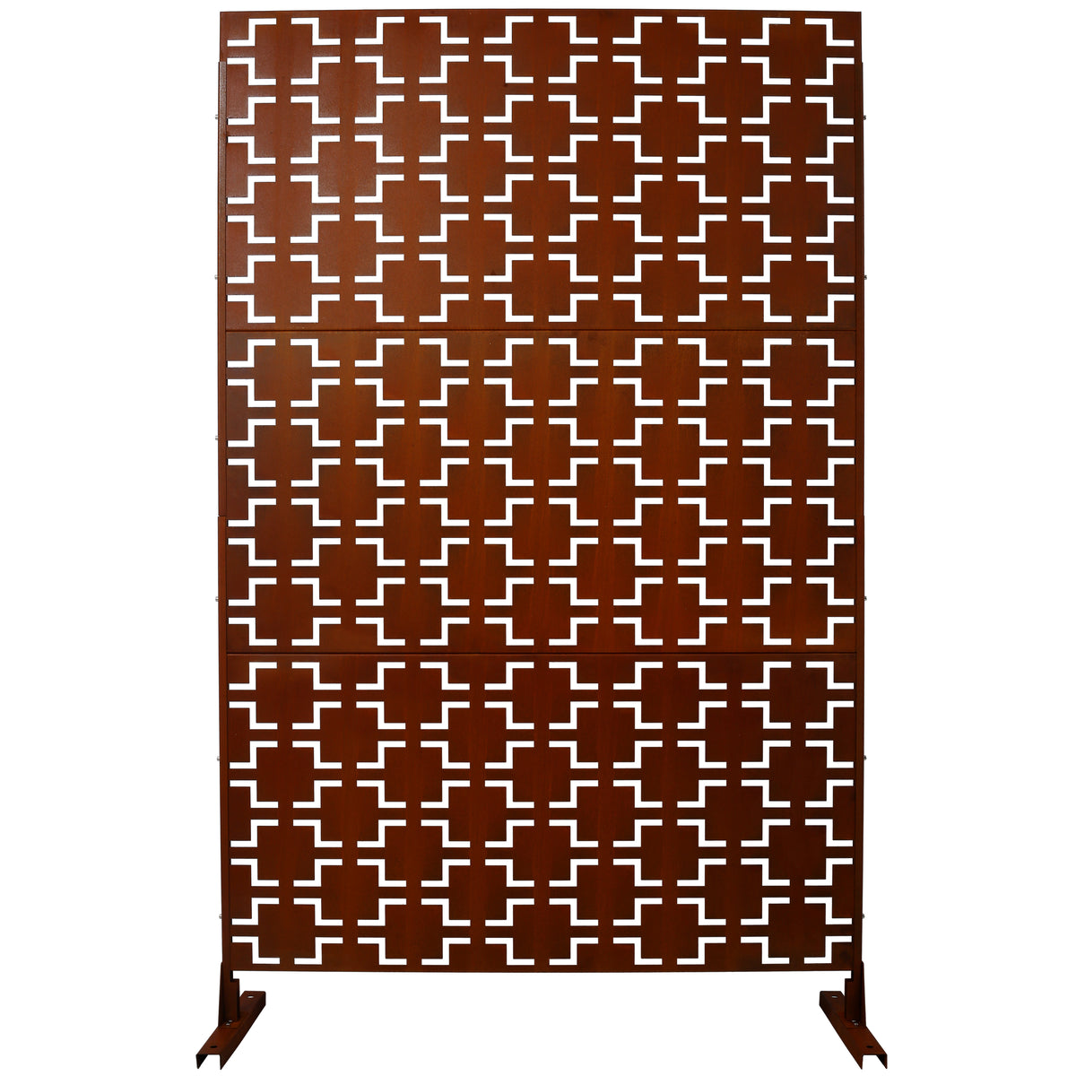 Outdoor & Indoor Privacy Screen Metal Privacy Screen 76' H×48' W, Freestanding Decorative Privacy Screen for Deck Balcony Patio, Privacy Fence Panels for Outside Lawn Garden PS105 RUSTY