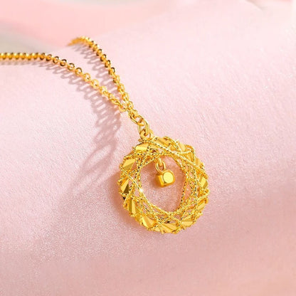 Gold Circle Net Design Necklace For Women