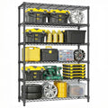 6 Tiers Storage Shelves Load 2100LBS, Metal Shelving Wire Metal Shelving Unit Shelves for Storage Adjustable Garage Shelving for Pantry Kitchen Garage Black 17.7' D x 47.3' W x 82.4' H
