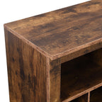 ON-TREND Sleek Design 24 Shoe Cubby Console, Modern Shoe Cabinet with Curved Base, Versatile Sideboard with High-quality for Hallway, Bedroom, Living Room, Rustic Brown - Eloy Royal