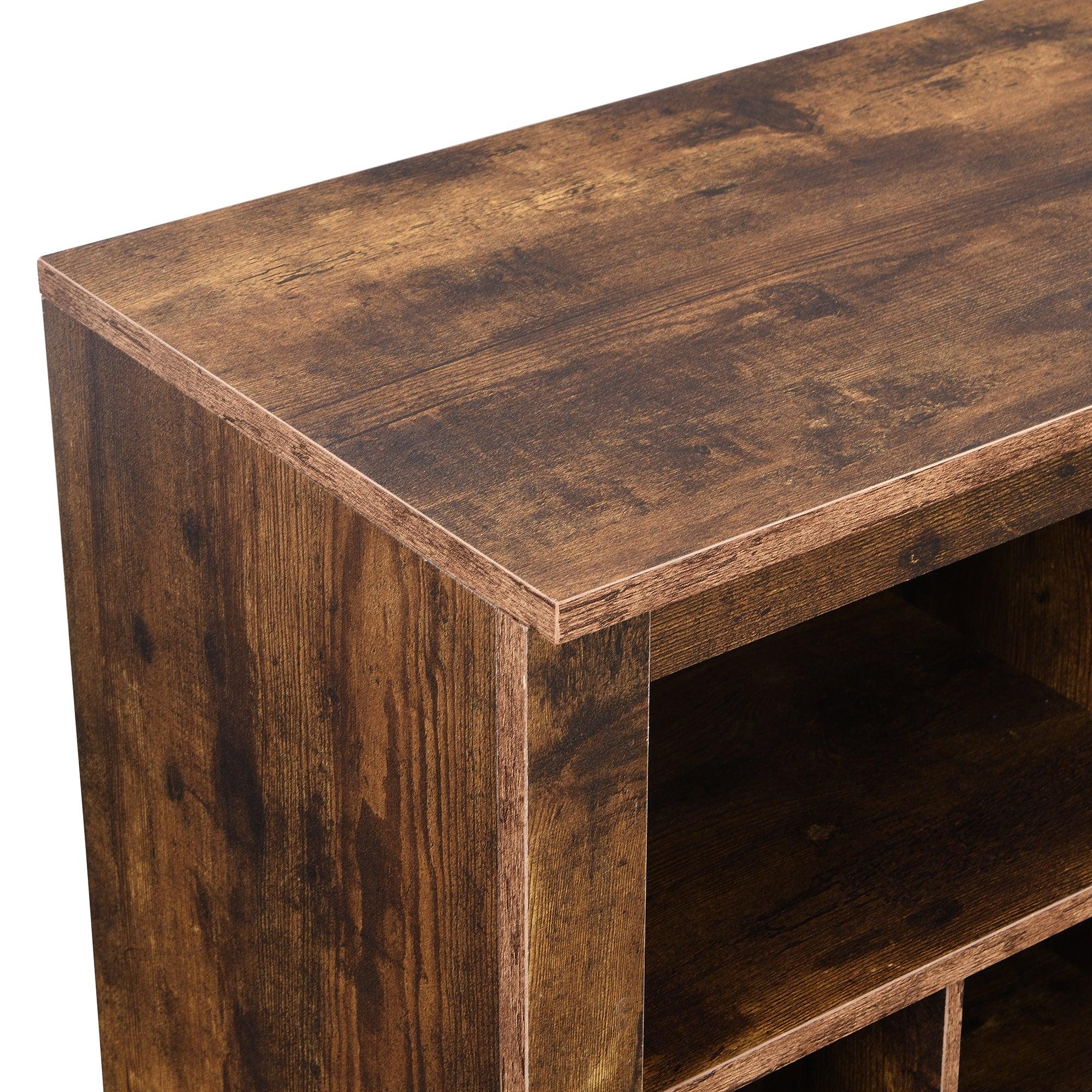 ON-TREND Sleek Design 24 Shoe Cubby Console, Modern Shoe Cabinet with Curved Base, Versatile Sideboard with High-quality for Hallway, Bedroom, Living Room, Rustic Brown - Eloy Royal