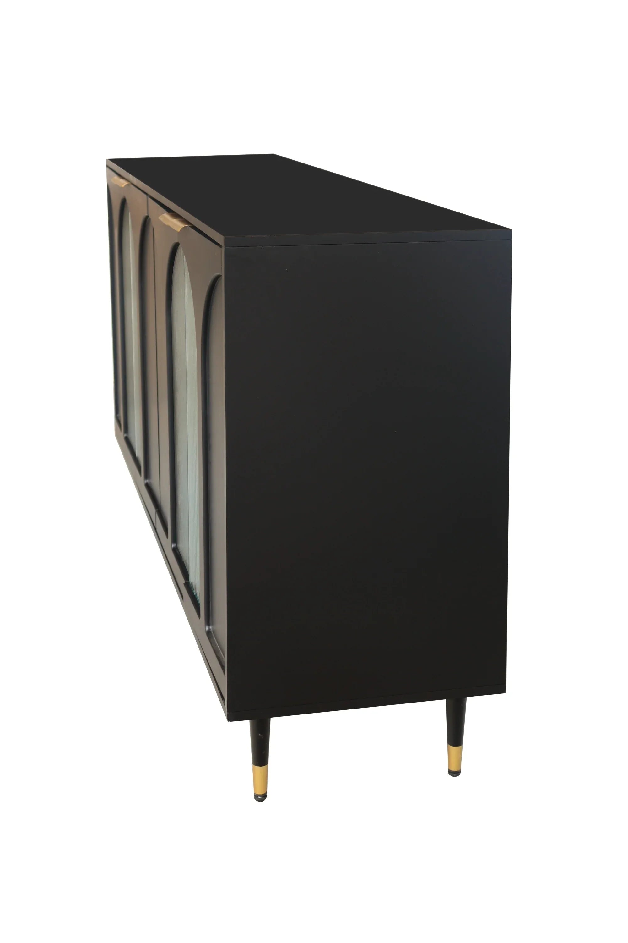 Accent Cabinet Black Lacquered Wooden Cabinet with 4 Glass Doors Sideboard Buffet Server Cabinet Storage Cabinet, for Living Room, Entryway, Hallway, Office, Kitchen and Dining Room - Eloy Royal