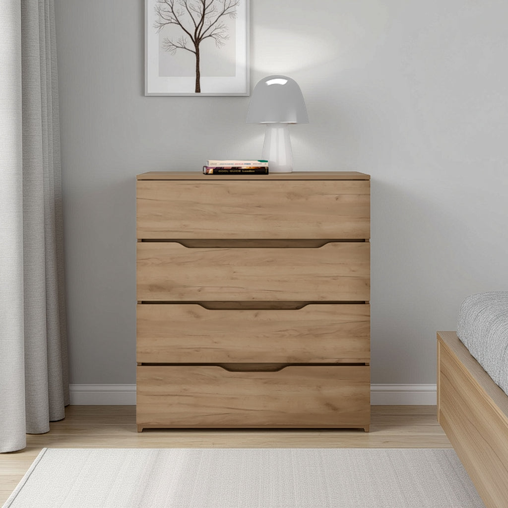 Aralia Drawer Dresser, Four Drawers, Superior Top, Natural Oak