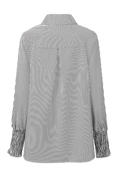 Light Blue Striped Casual Shirred Cuffs Shirt - Eloy Royal