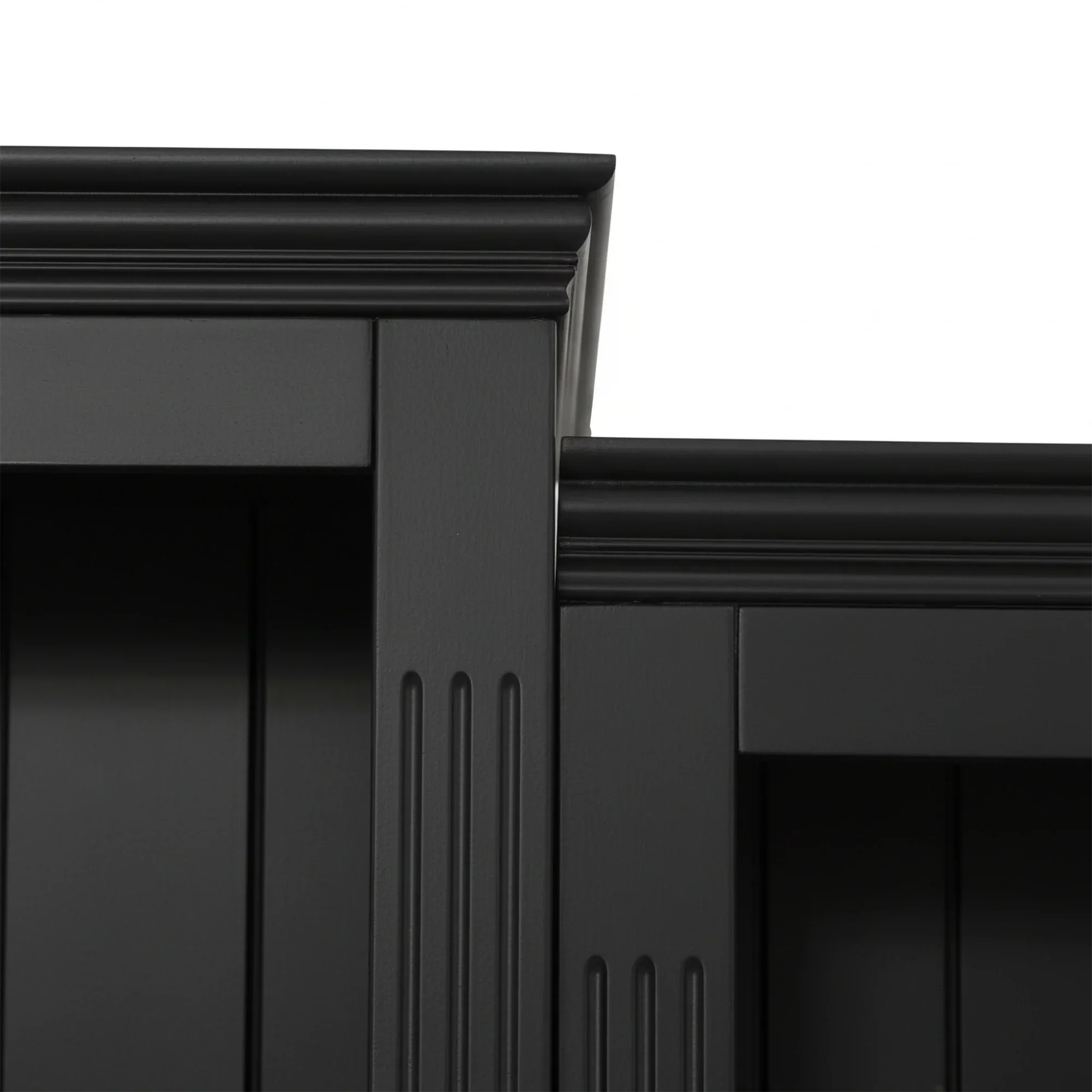 78.75'' Tall 3-Pieces Bookcase, Display Cabinet with 5 Colors Adjustable LED Ceiling Light, Retro style Bookshelves with tempered glass shelves for Living Room, Office, Studio or Workspace, Black - Eloy Royal