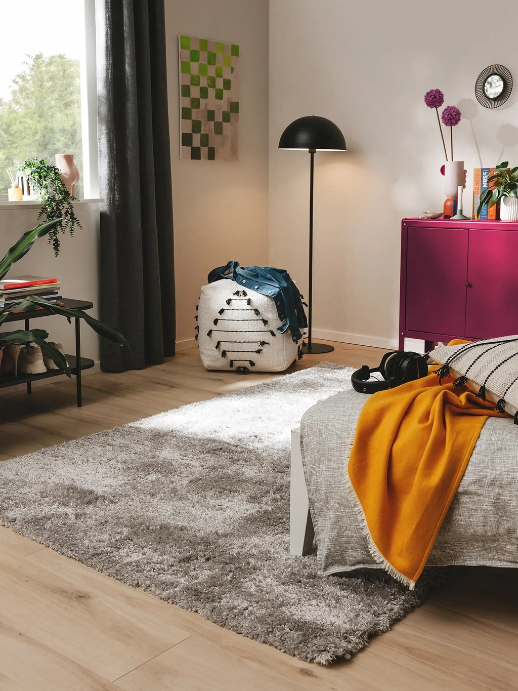 Merino Gray Shaggy Rug 5x7, Modern & Soft 84*60 inch