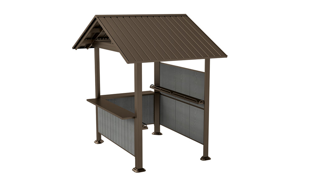 9.4X6.2 FT Hardtop Grill Gazebo, Gable Outdoor Grill Gazebo with Storage Shelves & Resin Shade System, Galvanized Steel Metal Hard top Gazebo for Patio Backyard Garden -Brown