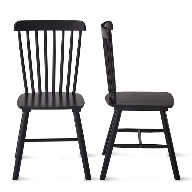 2 pieces of dining chair, black, rubber wood material, dining chair, solid wood chair, solid wood dining table chair